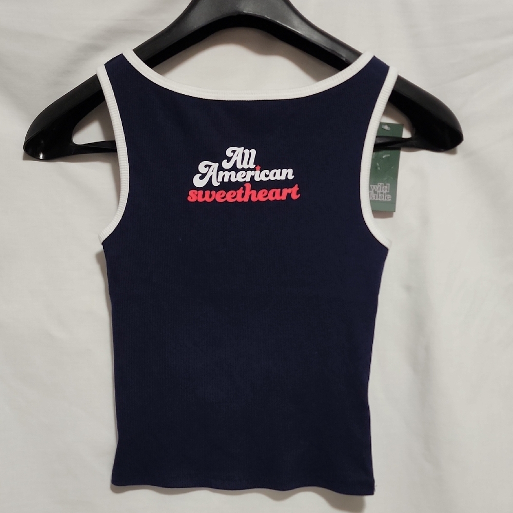 Wild Fable Navy and White Tank Top